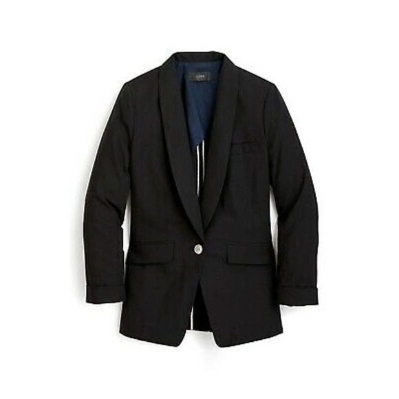 J. Crew Jackets & Blazers - J. Crew Shawl Collar Unstructured Blazer 1 Button Cotton Linen Black H6199 Sz 0